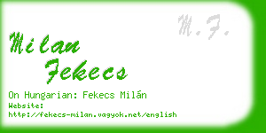 milan fekecs business card